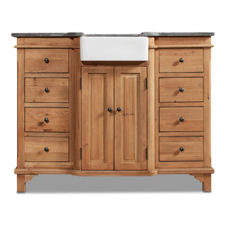46" Reclaimed Pine Single Bath Vanity with Farmhouse Sink ...