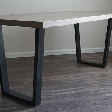 Solid Wood Dining Table with Reclaimed Steel Base