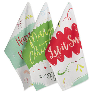 Assorted Winter Wishes Holiday Printed Dishtowel, Set Of 3