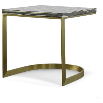 Modrest Greely Glam Black and Gold Marble End Table