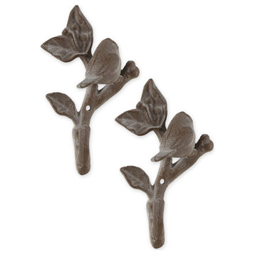 Bird With Leaves Wall Hook Set / 2