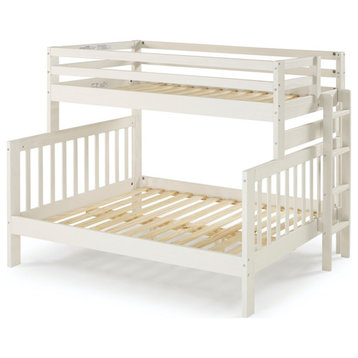 My Bed Now Acadia Twin-over-Full Solid Wood Bunk Bed with Ladder in Mist Cream