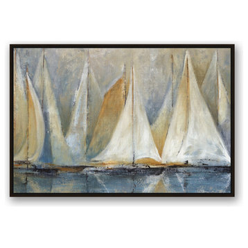 "Sailboats On Water" Canvas Wall Art, 32"x48", Framed