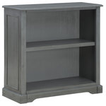 OSP Home Furnishings - Country Meadows 2-Shelf Bookcase, Plantation Gray - Create a home office that is both organized and beautiful with the 30" 2-shelf Country Meadows Bookcase. Large shelves keep books, office supplies and cherished objects organized and close at hand. Hand rubbed lacquer finish, raised profile edge and bracket feet, give a classic charm that allows this shelving unit to sit pretty in a home office or front and center in a living room or family room setting.