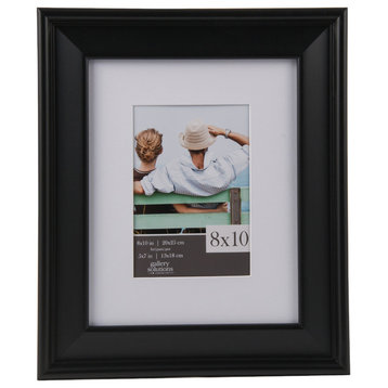 Gallery Photo Frame With White Mat, Black, 8"x10"