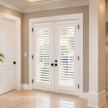 Sunlit Living Room & Bedroom with Custom Shutters Made in Florida
