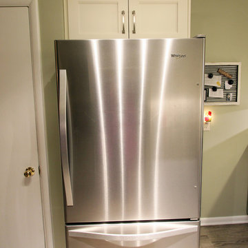 Refaced 2-tone kitchen, Base Cabinets - Harbor Mist; Wall Cabinets - Divinity