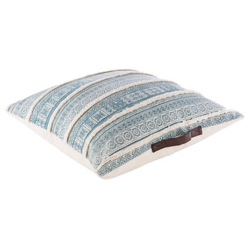 Busan Pillow, Teal/Beige, 30"x30", Polyester Insert