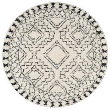 nuLOOM Vasiliki Moroccan Tassel Shag Transitional Area Rug, Off White, 6' Round