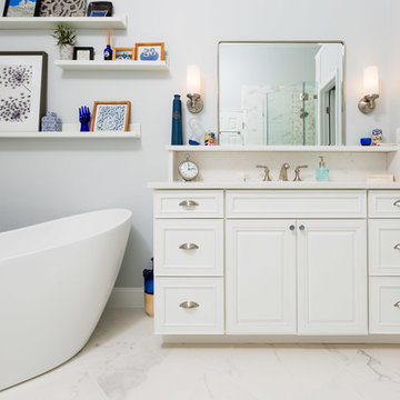 Modern Master Bathroom with Baby Blue Accents