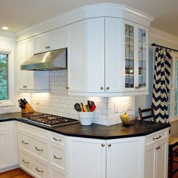 Bright White Kitchen with Custom Cherry Island