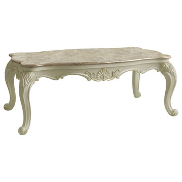 Chantelle Coffee Table WithMarble Top, Marble and Pearl White