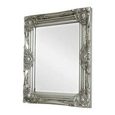 Ornate Silver Wall Mirror with Bevelled Glass 52cm x 42cm