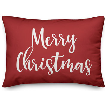 Merry Christmas, Red 14x20 Lumbar Pillow