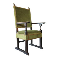 Spanish Upholstered Walnut Armchair - Armchairs And Accent Chairs