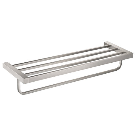 Stelios Bathroom Shelf with Towel Bar, Brushed Nickel