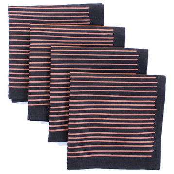 Simple Stripe Linen Napkin Set, Set of 4