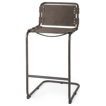 Berbick 43" Total Height Brown/Gray Suede With Iron Frame Bar Stool