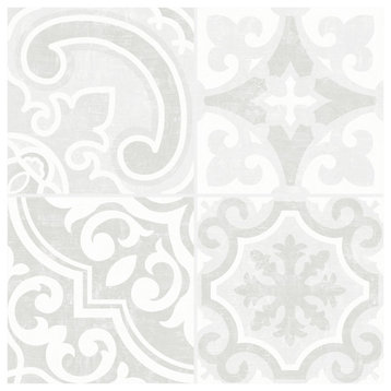 Holly Warm Grey Embossed Peel & Stick Backsplash Tiles, Panel