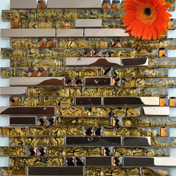 Metallic Backsplash Tiles 304 Stainless Steel Sheet Metal Shell Art Pattern - Tile