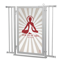 Fusion Gates - Fusion Gate with Dog Is My Zen Design, Satin Nickel, 32"-36" - Dog Gates