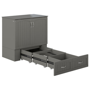 Southampton Murphy Bed Chest Twin Extra Long Gray With Charging Station