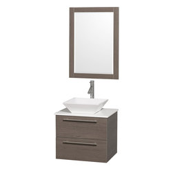 Wyndham Collection Amare 24" Vanity , White Man-Made Stone Top, Porcelain Sink - Bathroom Vanities And Sink Consoles