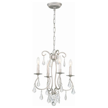 Crystorama 5014-OS-CL-MWP 4 Light Mini Chandelier in Olde Silver