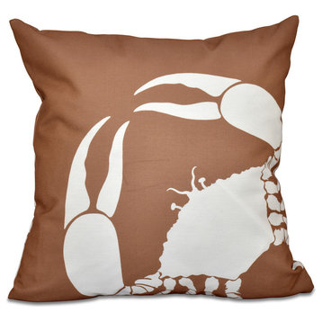 Crab Dip, Animal Print Pillow, Taupe And Beige, 16"x16"