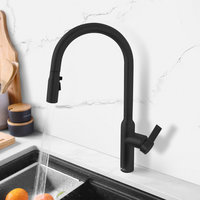 STYLISH Napoli Single Handle Matte Black Pull Down Kitchen Faucet