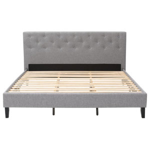 FULL Deluxe Ivory Tufted Bonded Leather Platform Bed with Wooden Slats Size