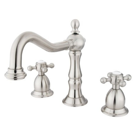 Kingston Brass Widespread Bathroom Faucet With Brass Pop-Up, Brushed Nickel