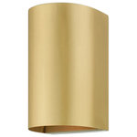 Livex Lighting - Bond 1 Light Satin Gold Outdoor/Indoor ADA Small Sconce - The bond outdoor wall sconce is made from hand crafted stainless steel with a satin gold finish and features a half cylinder shaped frame. This dark sky rated light can be used for outdoor or indoor purposes and can fit any decor style.