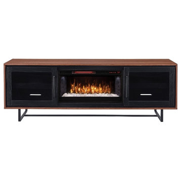 Santa Ana 74" in TV Stand in Walnut with Electric Fireplace Included