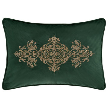 Five Queens Court Nicholas Evergreen Boudoir Embellished Decorative Throw Pillow