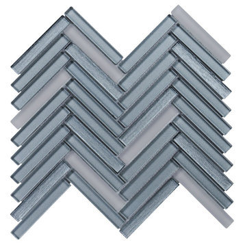 Modket Gray Glass Herringbone Mosaic Tile Kitchen Wall Backsplash TDH521MG
