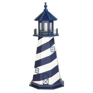 Cape Hatteras Hybrid Lighthouse, Patriot Blue & White, 4 Foot, Solar, No Base