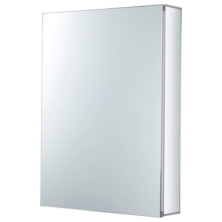 Bathroom Medicine Cabinet, Aluminum, Recessed/Surface Mount, 15"x24"