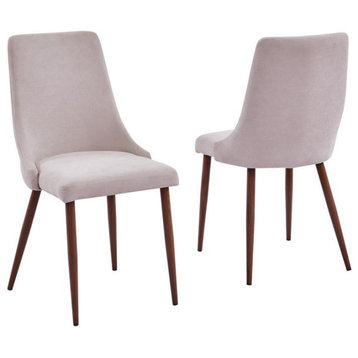 Minimalistic Beige Linen Fabric Chairs with Faux Wood Base (Set of 4)