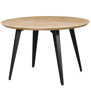 Ravenna Round Wood 47" Dining Table With Metal Legs, Butternut