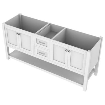 Alya Bath Wilmington 71"W Wood Double Vanity with No Top in White