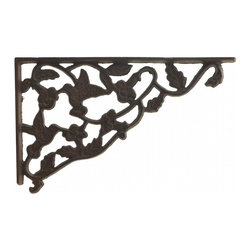 Import Wholesales - Decorative Cast Iron Wall Shelf Bracket, Hummingbird And Vine Pattern, 11.75" - Brackets