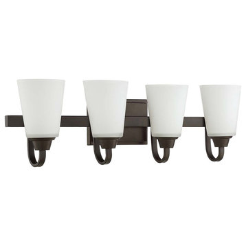 Grace 4-Light Vanity Light, Espresso With White Frosted Glass