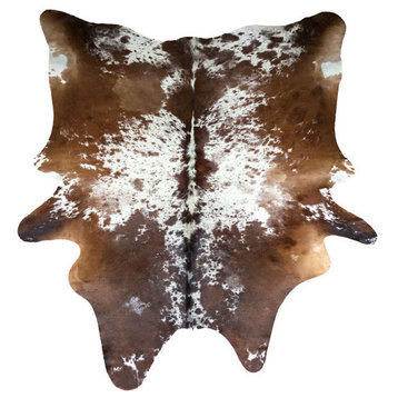 Brown/White 100% Premium Brazilian Hair-on Cowhide, 5'x7' Novelty Leather Rug