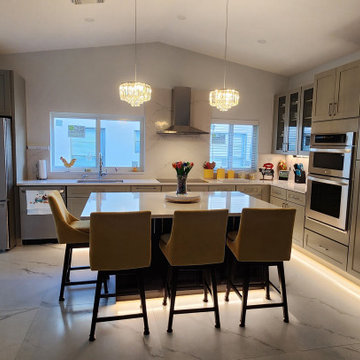Modern Kitchen Remodel Done in a Two-Tone Color of Pebble Grey and Espresso