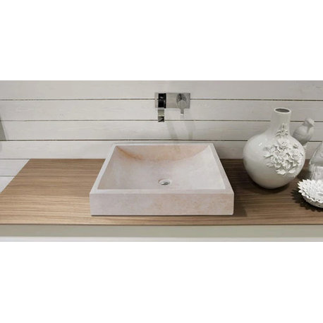 Cappuccino Beige Marble Farmhouse Rectangular Sink (W)18" (L)21.5" (H)5"