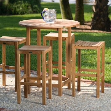 Teak Backless Bar Table Set
