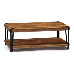 Alaterre Furniture - Alaterre Ryegate Natural Live Edge Solid Wood with Metal Coffee Table in Natural - Coffee Tables