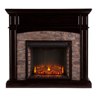 Bernard Faux Stone Corner Electric Media Fireplace - Traditional - Indoor  Fireplaces - by SEI | Houzz