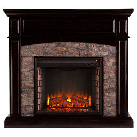 Bernard Faux Stone Corner Electric Media Fireplace
